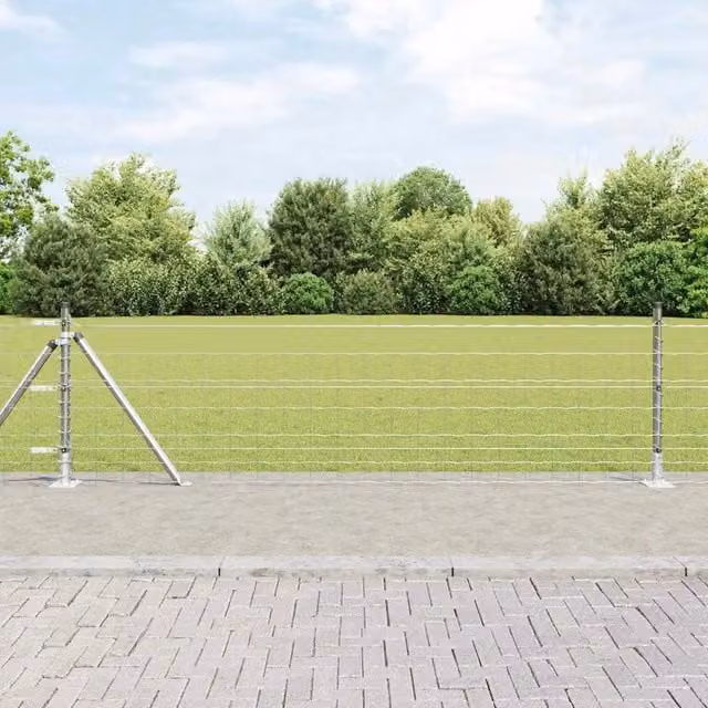 Recinzione Euro da esterno vidaXL in acciaio zincato argento con base in cemento L: 50 cm, H: 0,6 m – 1
