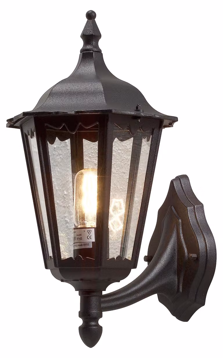 Lampada da parete esterna, dimensioni 23,5x30x48 cm, 1x100W, grado di protezione IP43, alluminio, finitura nero opaco