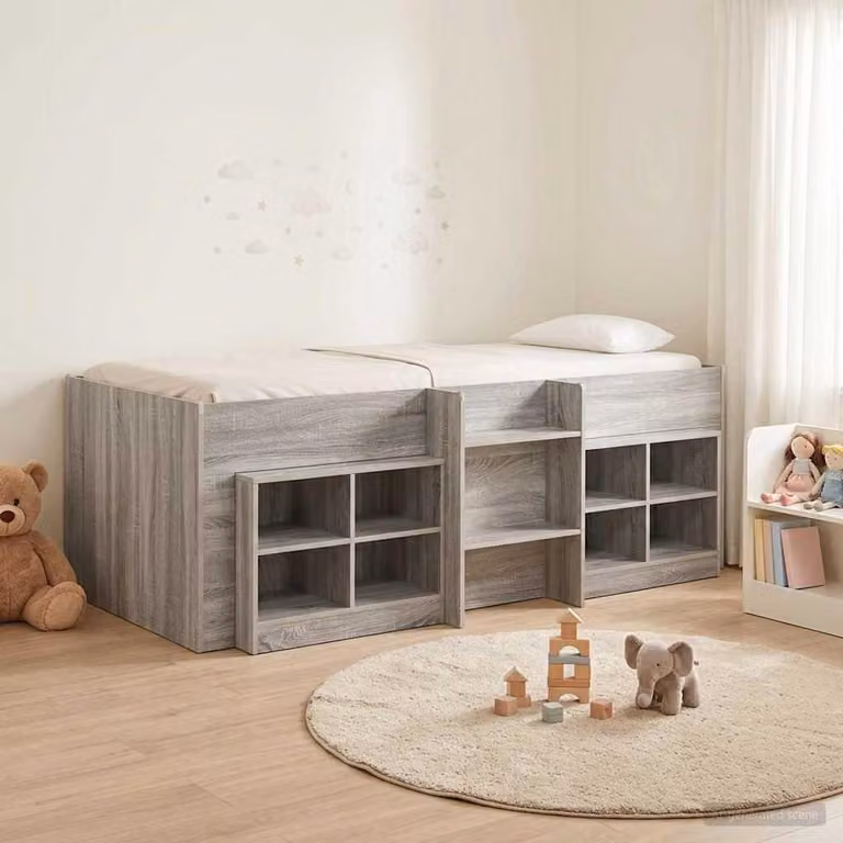 Maison Exclusive - Struttura letto a soppalco con armadio, 3 pezzi, grigio Sonoma, realizzata in legno laminato