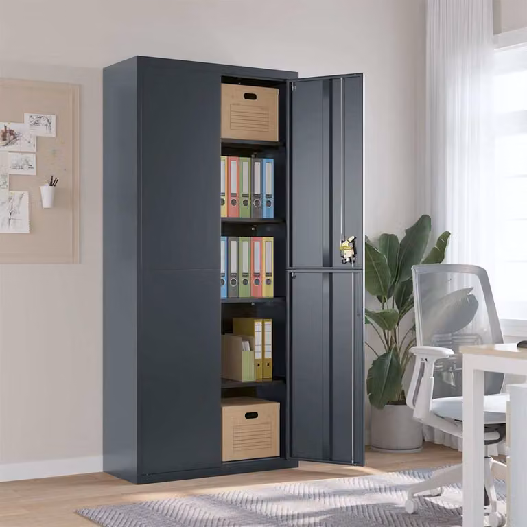 Armadio Classificatore vidaXL in Metallo Antracite con Ripiani Regolabili e Serratura L 90 x P 40 x H 200 cm