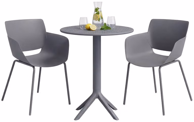 Set di mobili da giardino Siora, composto da 2 sedie | Colore: grigio scuro | Dimensioni: 168x60x80 cm