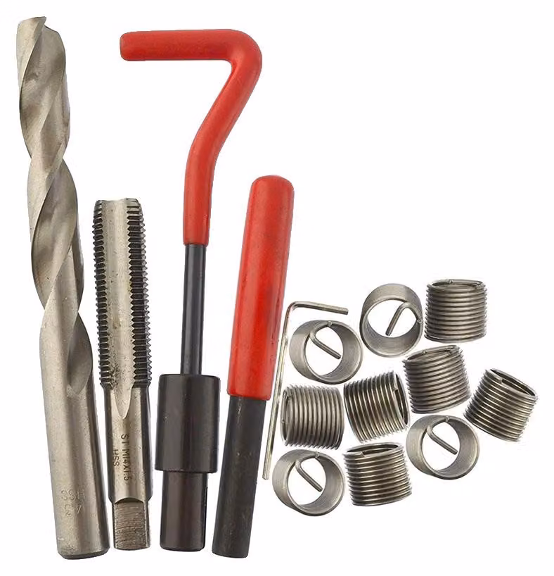 Kit di inserti per la riparazione di filettature, disponibile in diverse misure, include utensili resistenti, confezione da 15 pezzi, filettatura M14 con passo 1.5