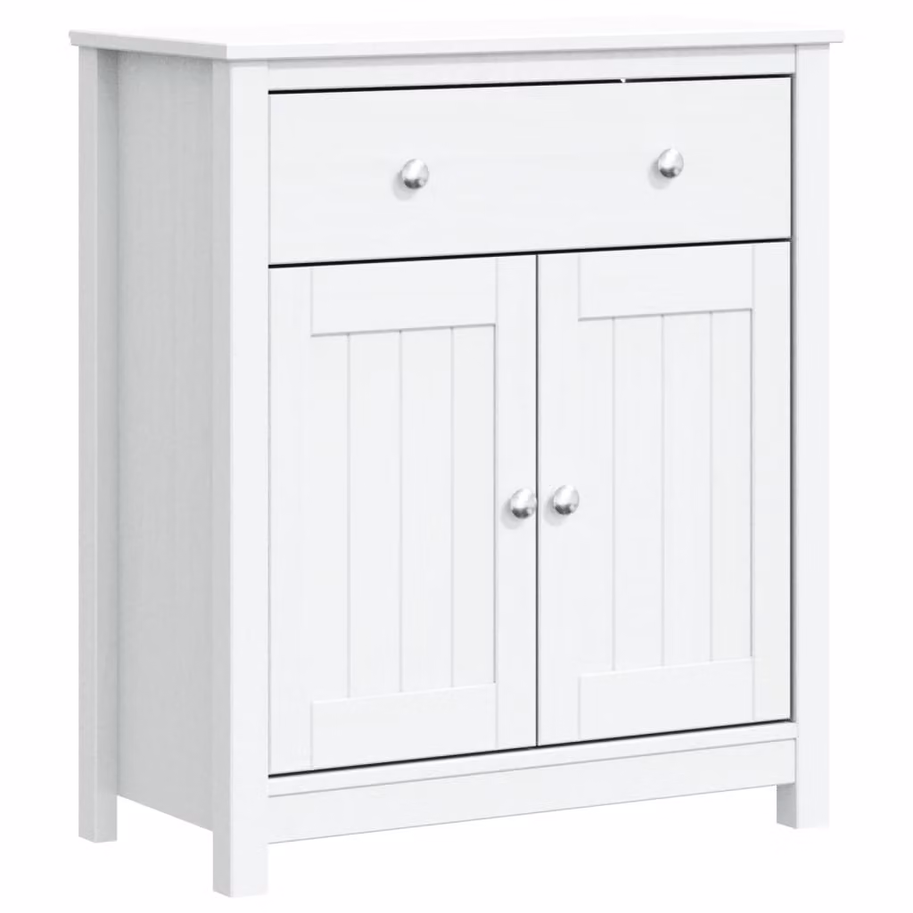 Mobile da Bagno BERG Bianco 69,5x34x80cm Legno Massello di Pino