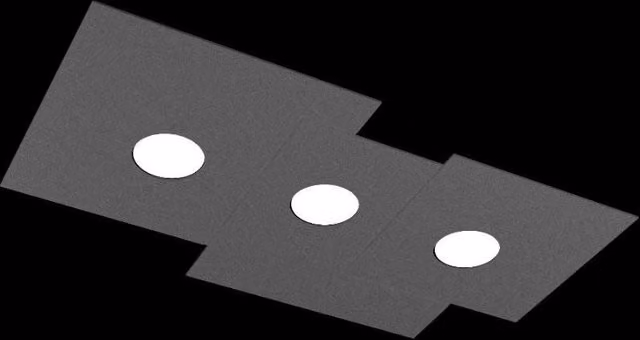 Toplight Plafoniera da soffitto rettangolare con 3 luci Plate, design moderno, attacco GX53, colore antracite, L: 65 cm, P: 37 cm, H: 3 cm