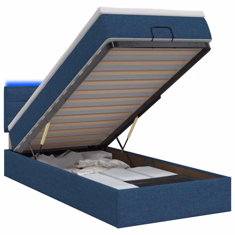 vidaXL Panca-letto con materasso e luci LED blu, 90 x 200 cm, rivestita in tessuto
