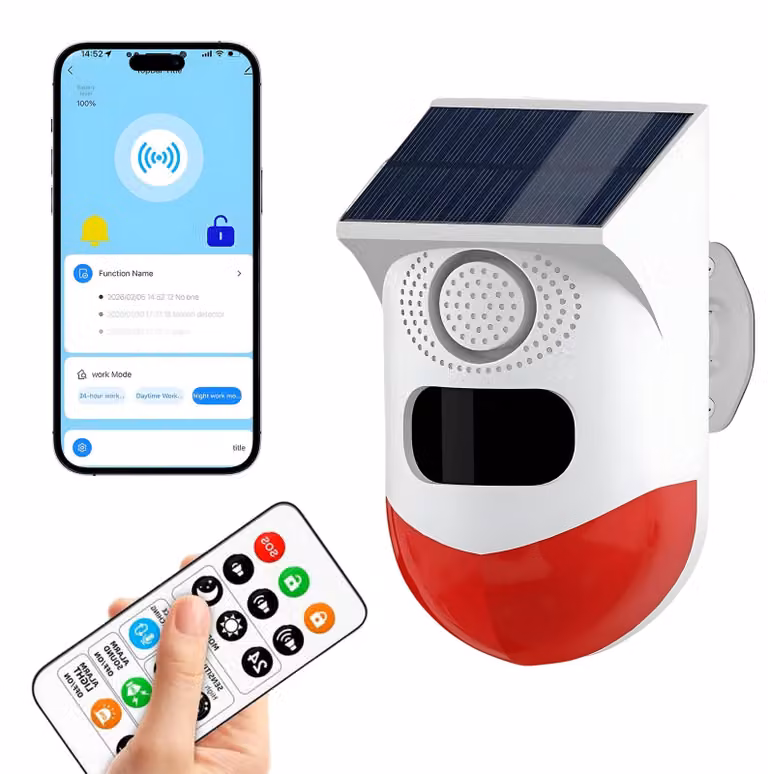 Sistema di allarme domestico wireless alimentato a energia solare con sensore di movimento