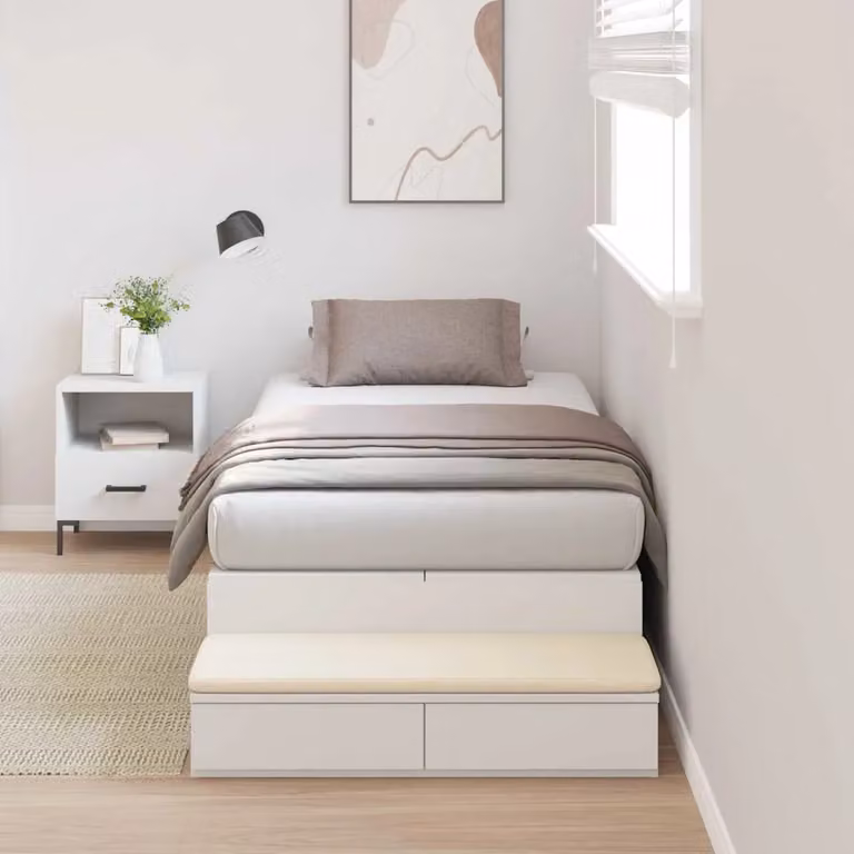 vidaXL Struttura letto con contenitore e cassetti in legno e MDF Bianco 90 x 190 cm
