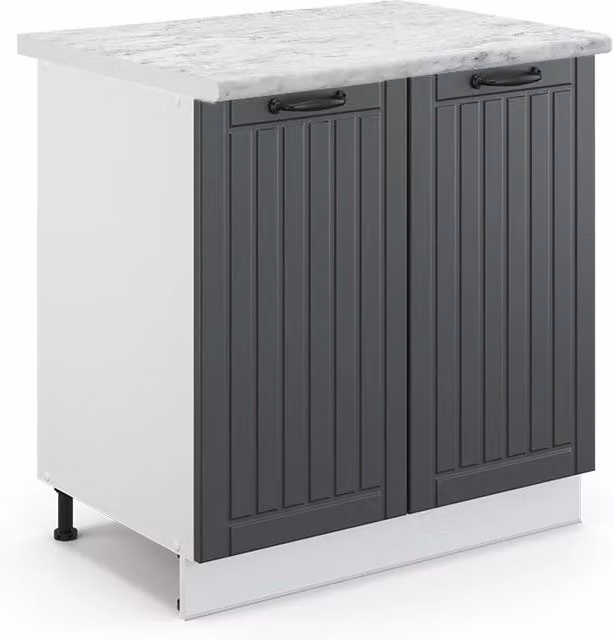 Mobiletto base cucina Fame-Line Grigio scuro/Bianco 80 cm piano di lavoro Marmo Vicco