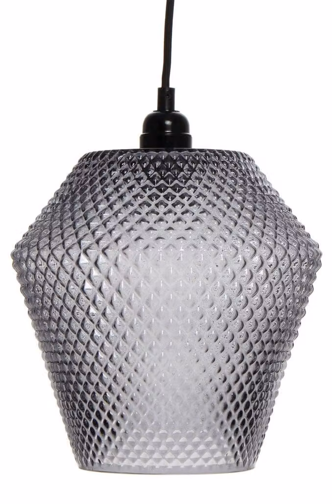 Lampada a sospensione Nomi in vetro grigio fumé