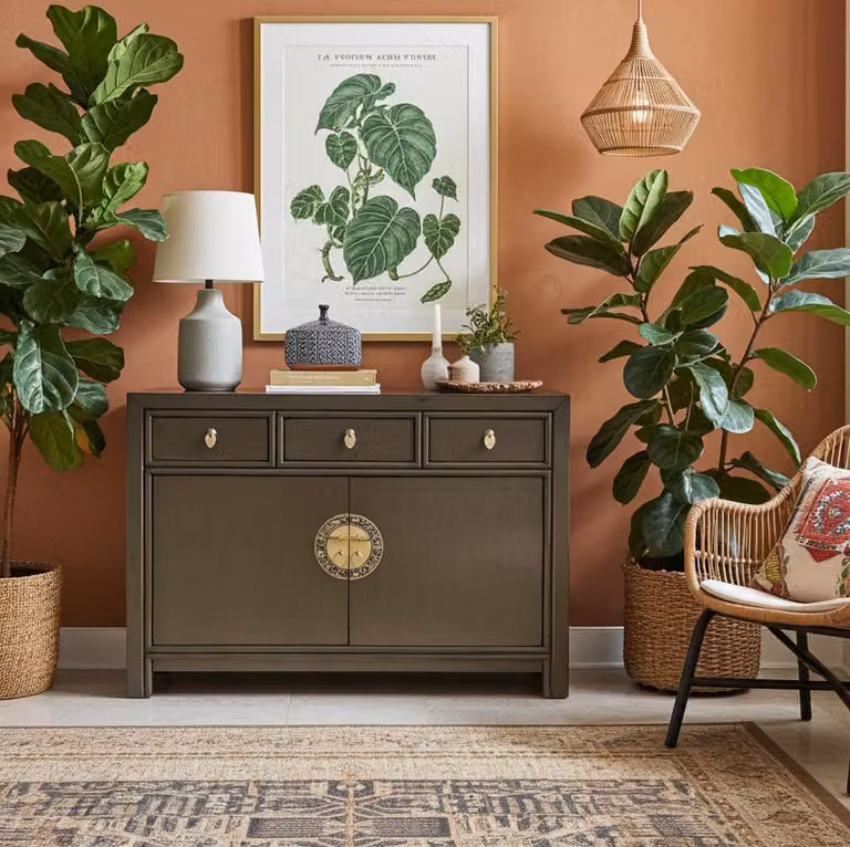 OPIUM OUTLET Cassettiera cinese Asia Credenza orientale Mobile asiatico vintage Credenza nuziale completamente assemblata marrone
