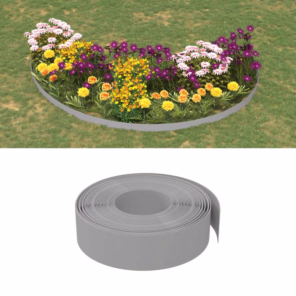 Set di 5 bordure da giardino vidaXL in polietilene grigio, Lunghezza: 10 m, Altezza: 15 cm