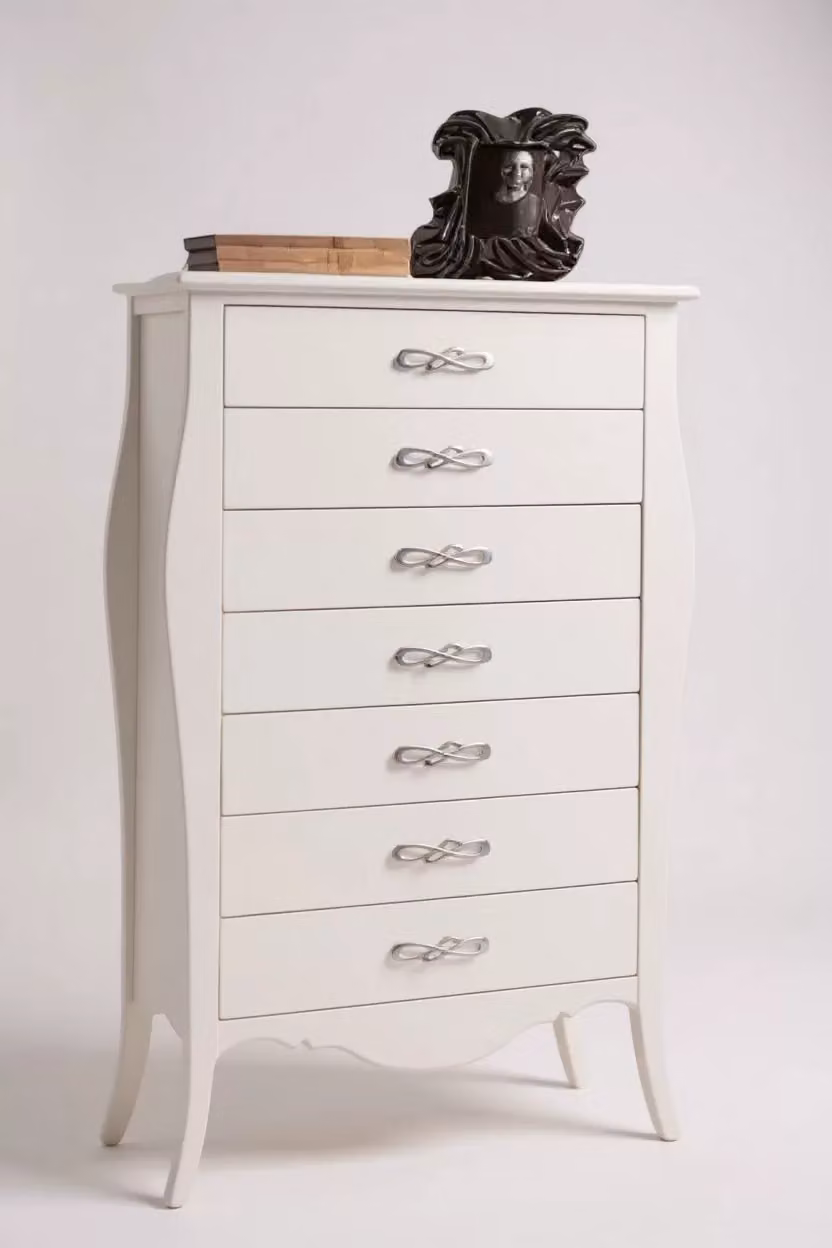 Cassettiera in legno con 7 cassetti in stile shabby chic bianco Mobili 2G L/P/H: 80 x 47 x 138 cm – 1