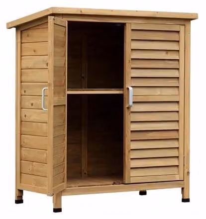 Armadietto da giardino in legno - Mobiletto con ante doppie e fessure di ventilazione, resistente agli agenti atmosferici - Materiale: legno - Dimensioni: 87 x 46,5 x 96,5 cm - Ideale per giardino, terrazza e balcone - Aspetto effetto pietra naturale