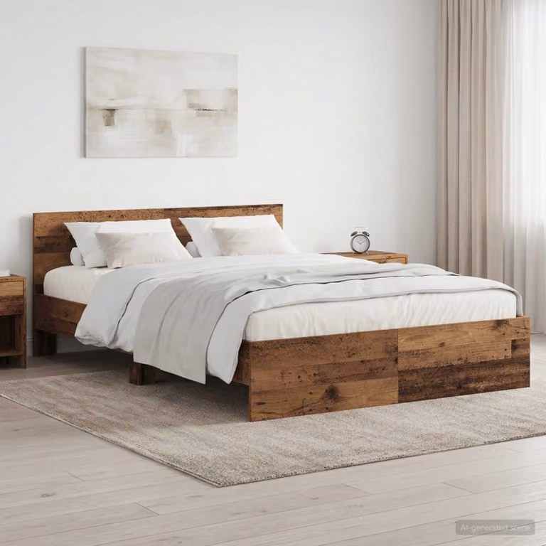 vidaXL Struttura letto con testata in legno marrone L: 140 cm, P: 200 cm, H: 145 cm
