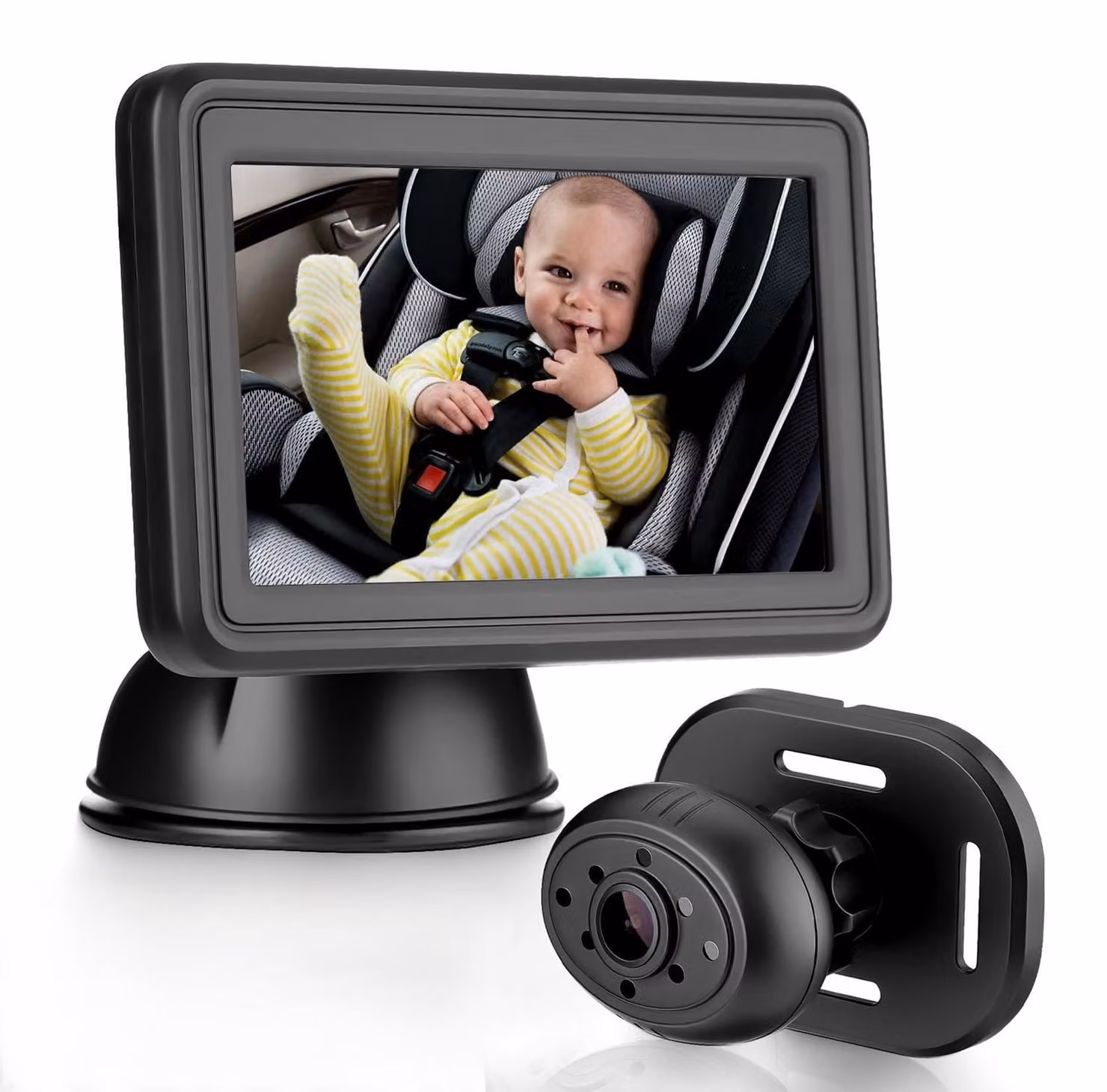 Telecamera per auto per bambini, HD 1080P, con monitor da 4,3 pollici per la visualizzazione posteriore, connessione USB plug-and-play, visione notturna