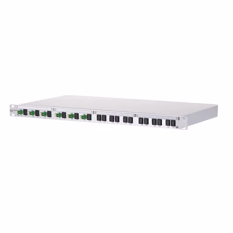Metz Connect OpDAT PF pannello di connessione con giunzione 6xLC-D APC (verde), OS2, grigio 1502097606-E
