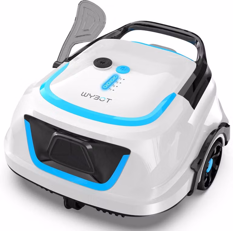 Robot per piscina a batteria, con 120 minuti di autonomia di pulizia, sistema di filtraggio a due livelli, indicatori LED. Robot per piscina wireless con ricarica rapida in 2,5 ore, ideale per piscine a fondo piatto