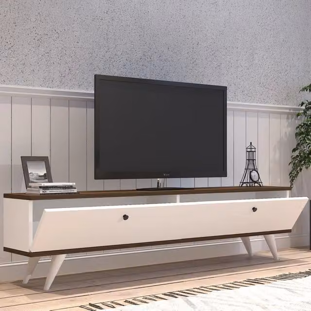 Olmedo, Mobile Porta tv 2 Ante, 160x25x35h cm Bianco