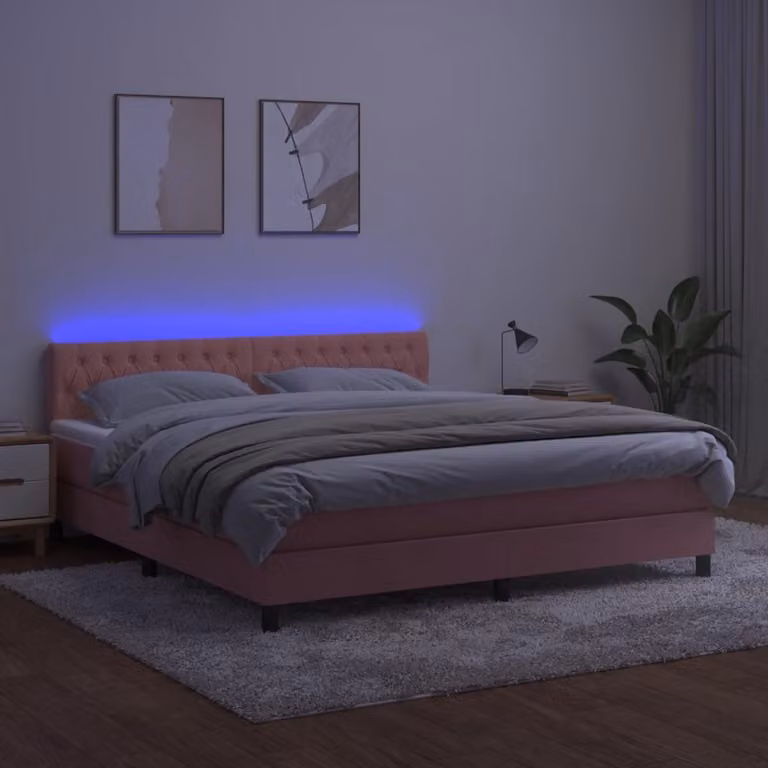 Maison Exclusive - Letto a Molle con Materasso e LED Rosa 180x200 cm in Velluto