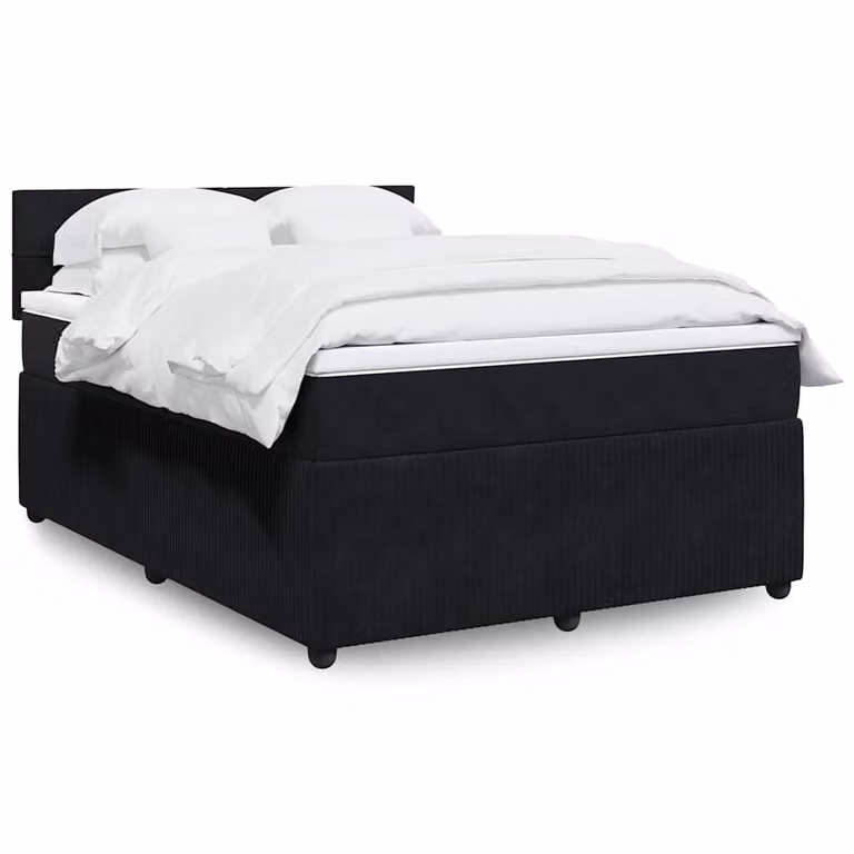 vidaXL Giroletto a Molle con Materasso in Velluto Nero L/P/H: 160 x 200 cm