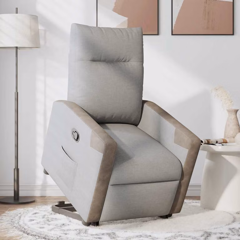 vidaXL Poltrona Alzapersona Reclinabile Grigio Nuvola in Tessuto