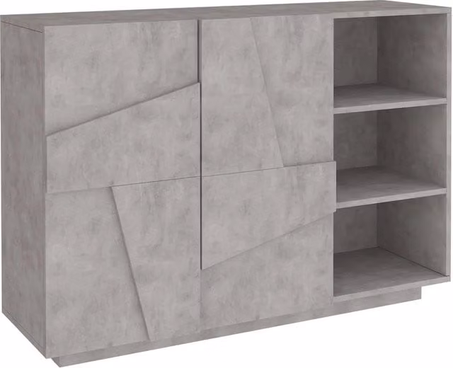 Mobile Multiuso 2 Ante 3 Vani Giorno 121,8x39,2x86 cm Ping Cemento Bronx