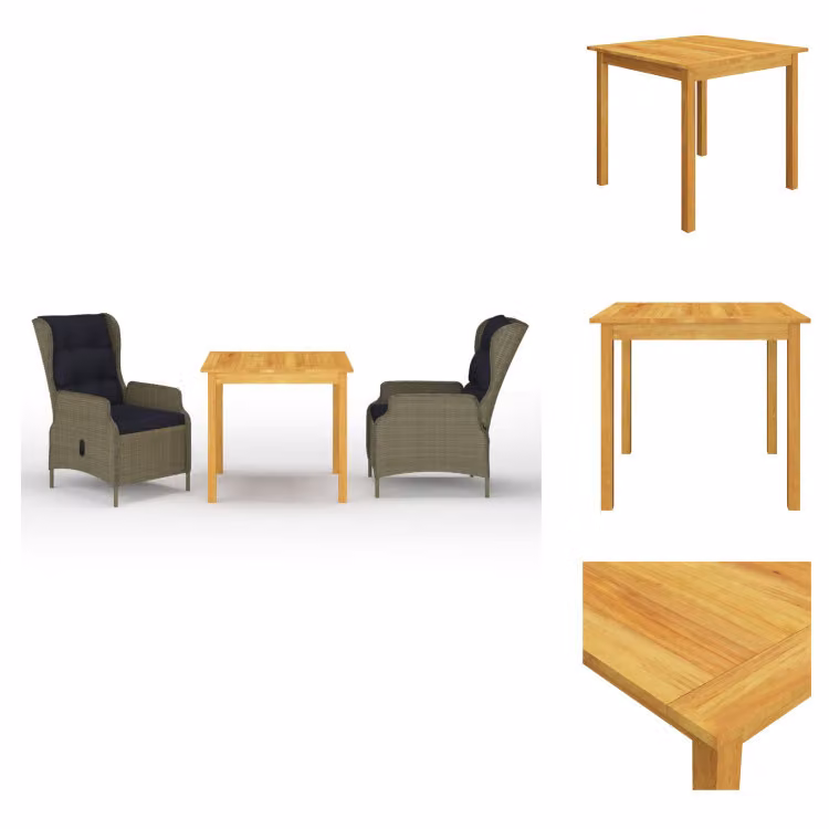 vidaXL Set da pranzo da giardino 3 pezzi marrone - Set di mobili da giardino