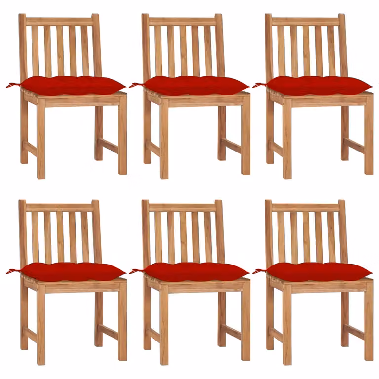 vidaXL Sedie da giardino 6 pezzi con cuscino in legno massiccio teak