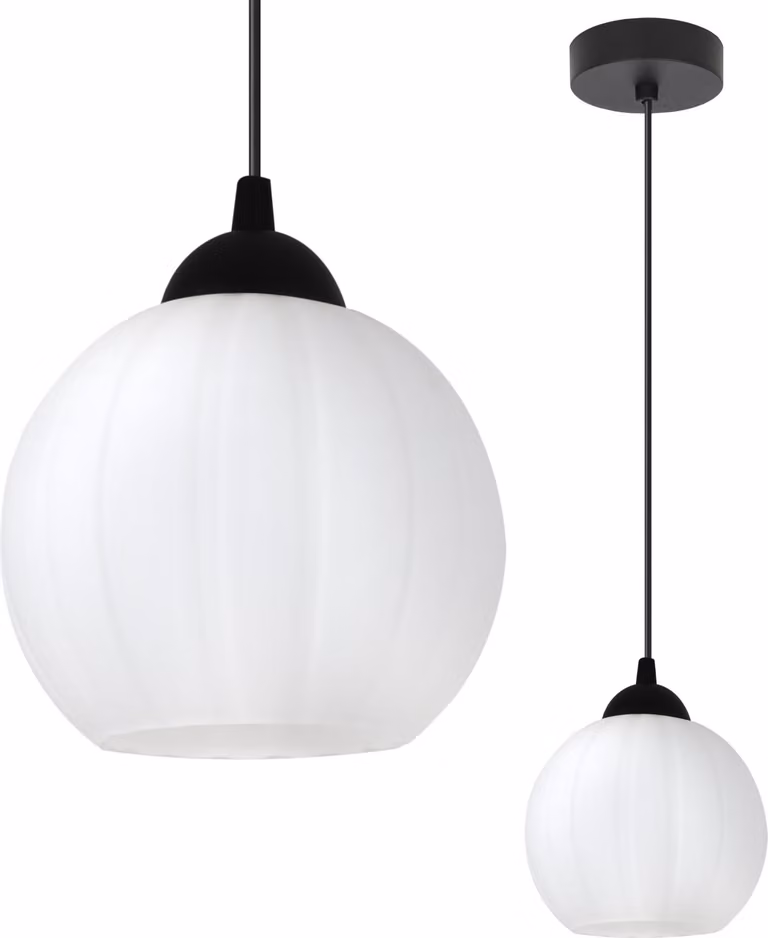 Lampada a sospensione COSTA nera a 1 luce sfera bianca E27