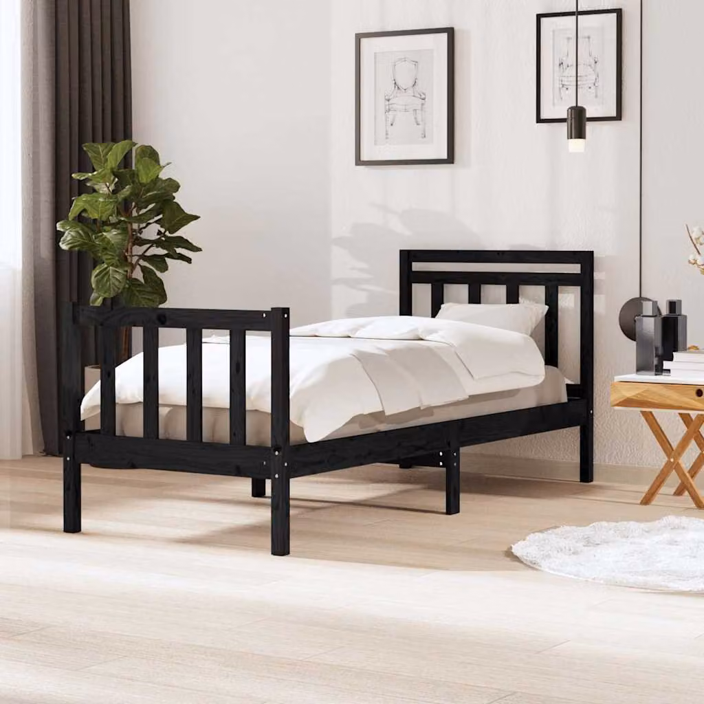 Giroletto vidaXL in legno massello di pino nero L 195,5 cm x P 81 cm x H 15 cm – 1
