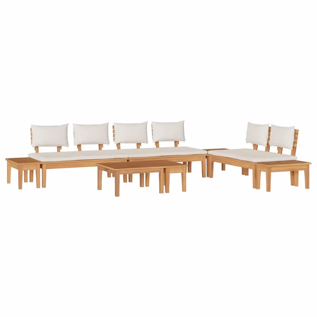 Set Divano da Giardino vidaXL 5 Pezzi in Legno di Teak con Cuscini Marrone e Beige – 2