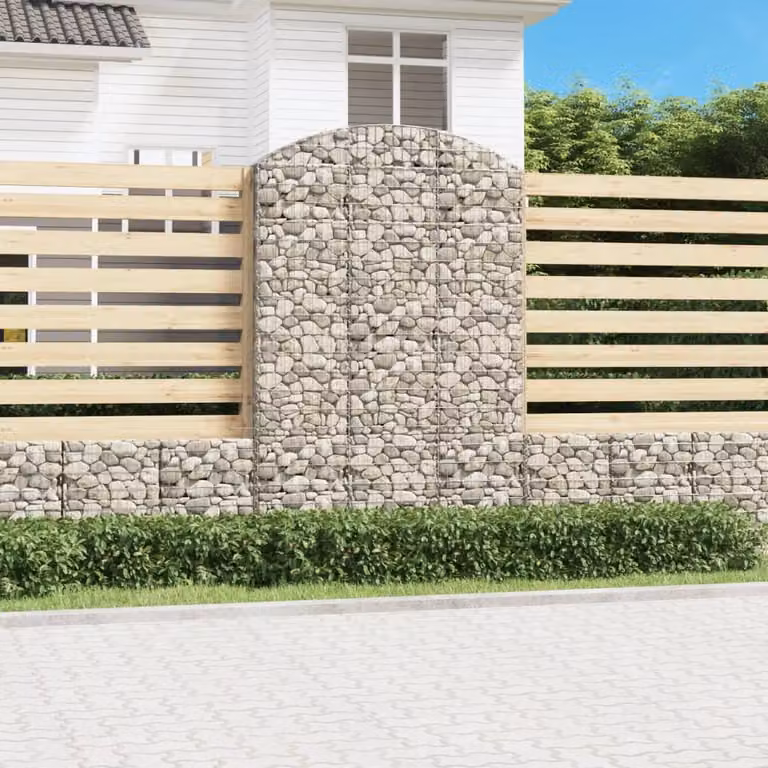 Cesto Gabbione ad Arco vidaXL in Acciaio Zincato Grigio L: 150 cm, P: 30 cm, H: 220/240 cm