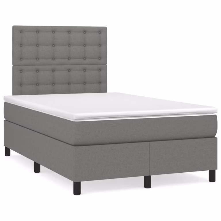 vidaXL Giroletto a Molle Ibrido in Legno di Pino con Materasso Grigio e Bianco L/P/H: 120 x 200 x 193 cm
