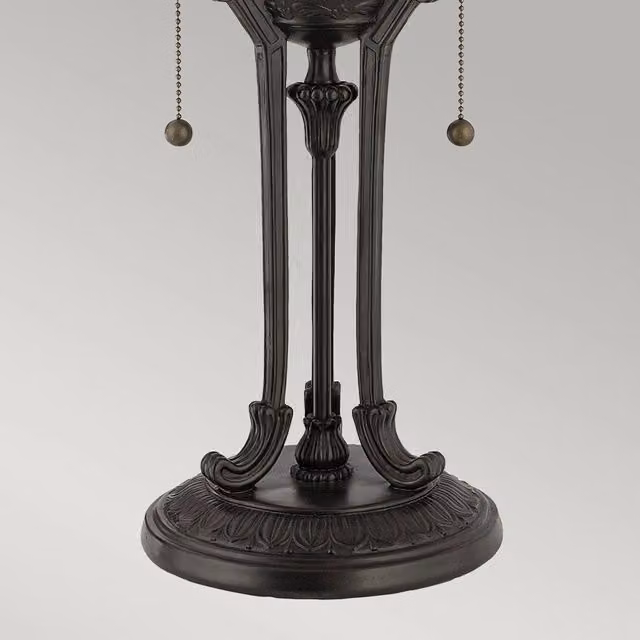 Lampada Da Scrivania Tiffany Indus Metallo Bronzo Vintage 2 Luci E27