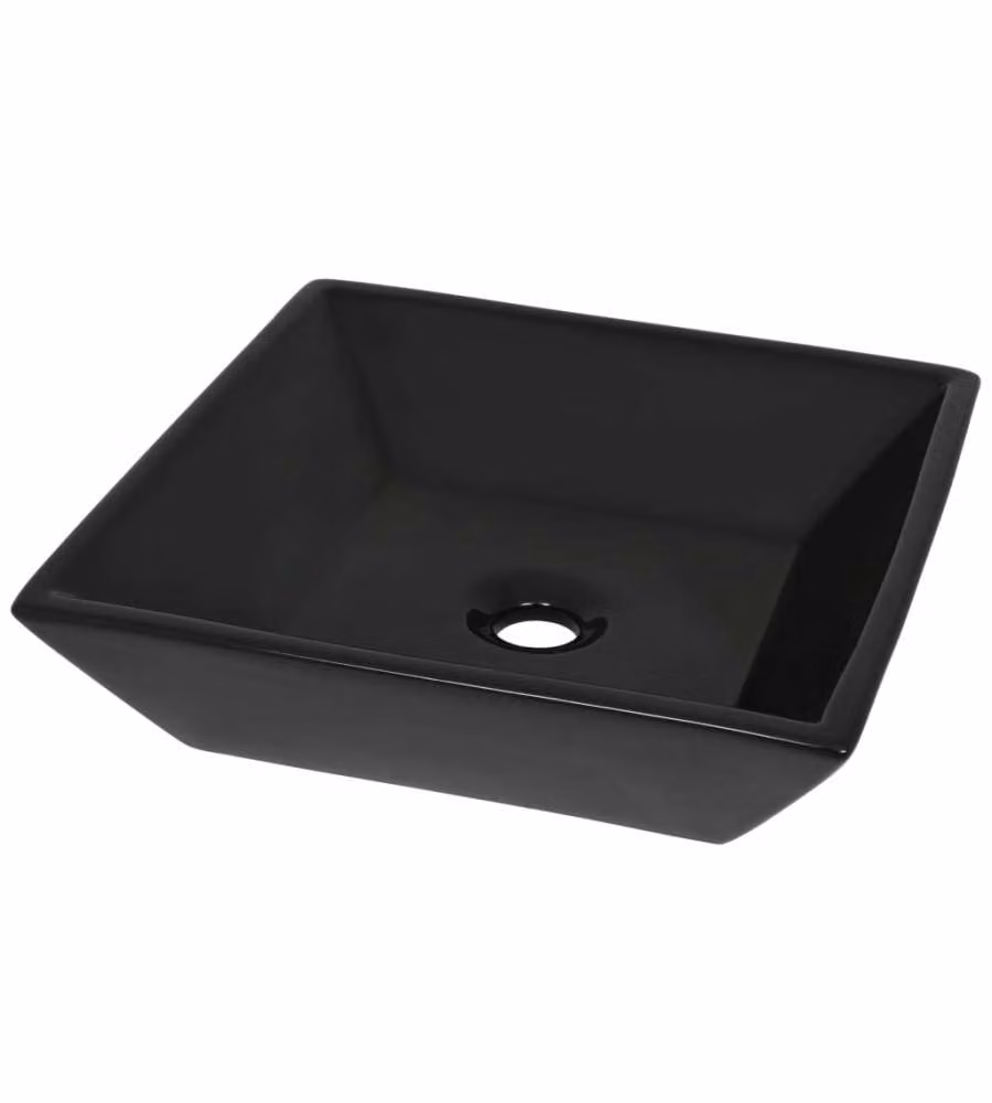 Lavandino Quadrato in Ceramica Nero 41,5x41,5x12 cm