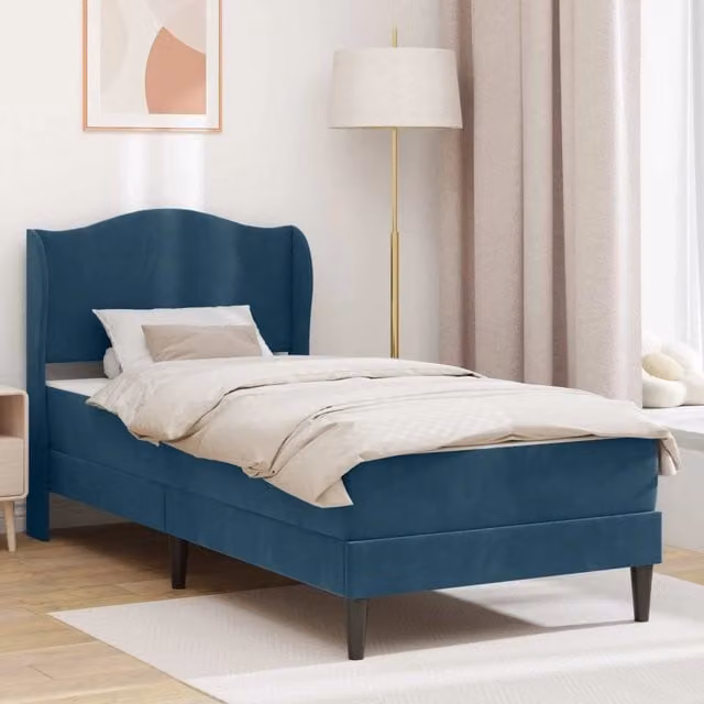 Struttura letto con materasso Blu 100 x 200 cm Velluto 3415189