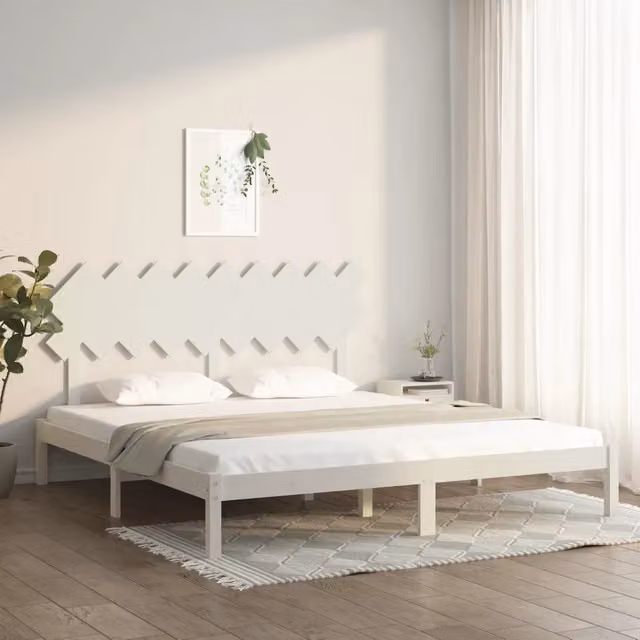 Letto Super King vidaXL in legno massello di pino bianco con doghe fisse L/P: 180 x 200 cm