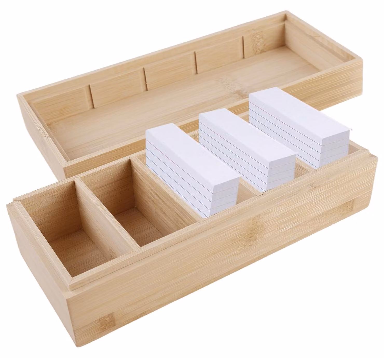 Cassetta in legno con coperchio, dimensioni 20 x 8 x 6 cm, ideale per schede didattiche e bigliettini, per l'organizzazione e la conservazione