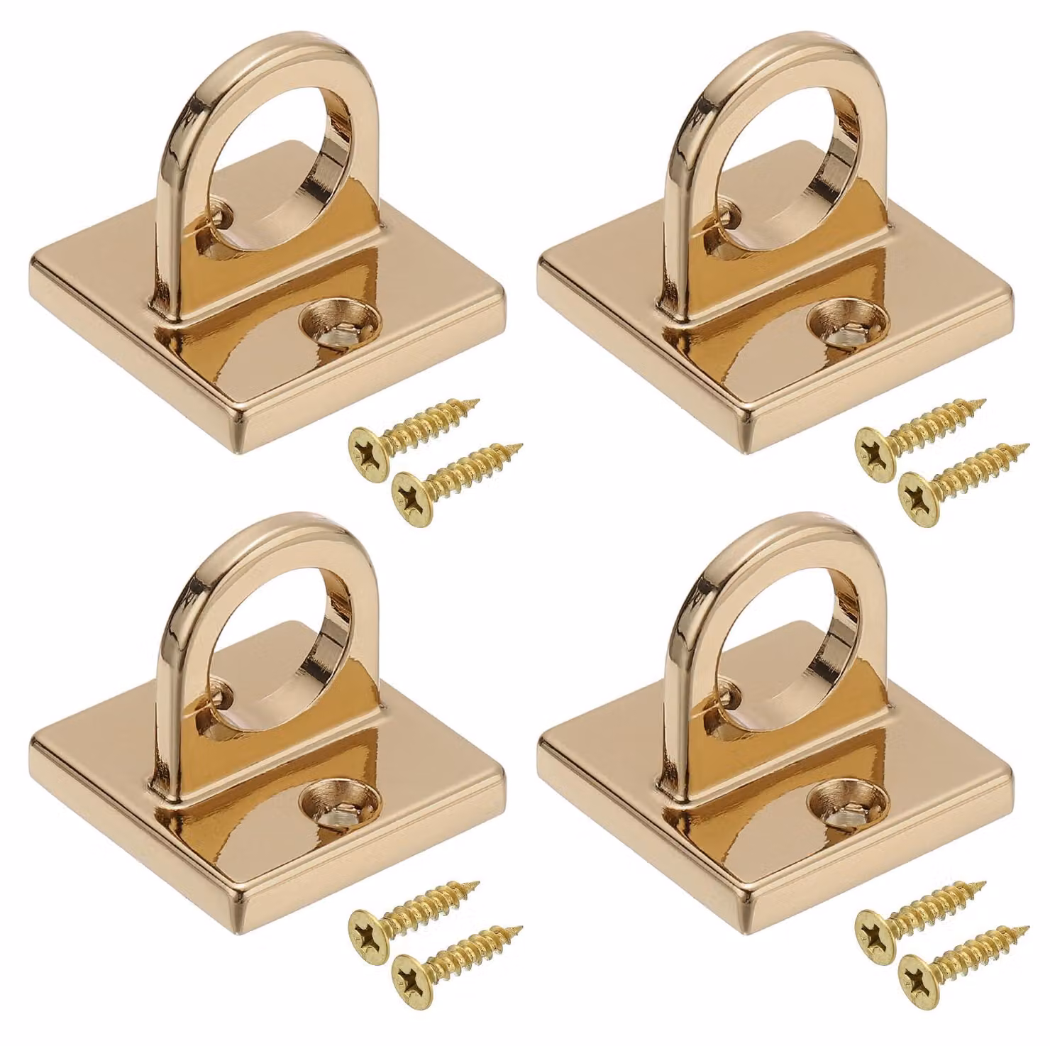 Set di 4 ganci a "U" in metallo, finitura oro opaco, dimensioni 40x40x35 mm, con viti