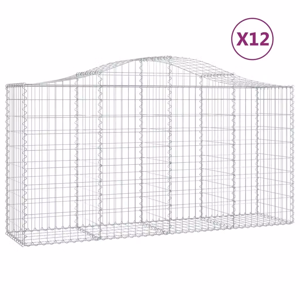 Set di 12 Cesti Gabbioni ad Arco vidaXL in Acciaio Zincato Argento L/P/H: 200 x 50 x 100/120 cm – 2