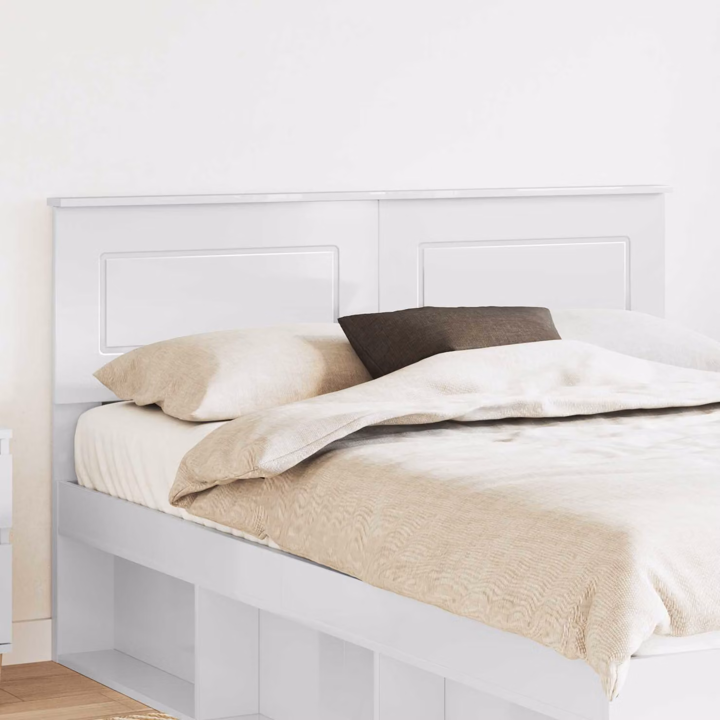 Testiera per letto moderna vidaXL in legno ingegnerizzato bianco lucido L: 153 cm, H: 90 cm, P: 3 cm