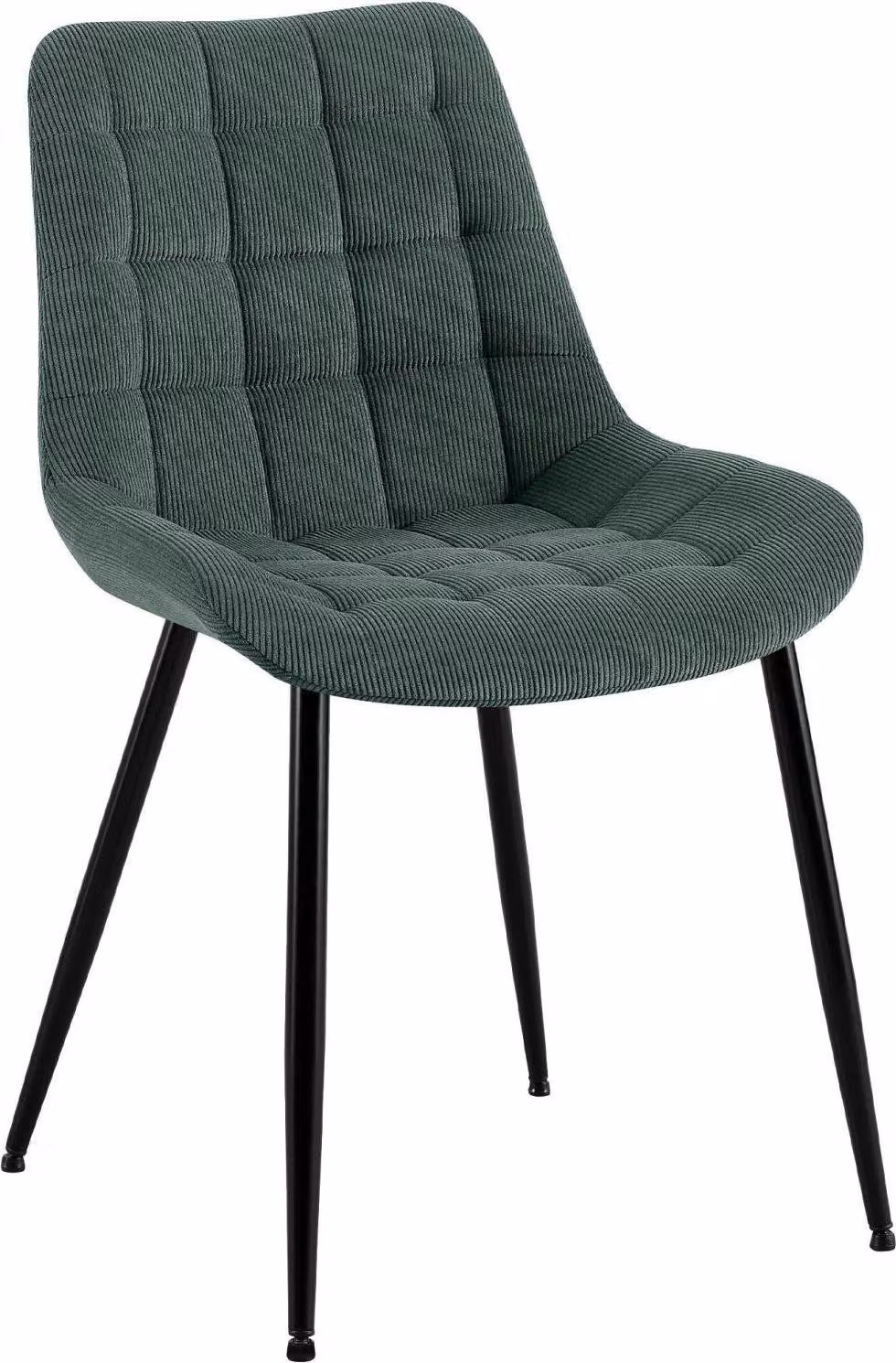 Sedia da pranzo in tessuto di legno - Sedia da cucina - Elevato comfort di seduta, struttura in metallo nero