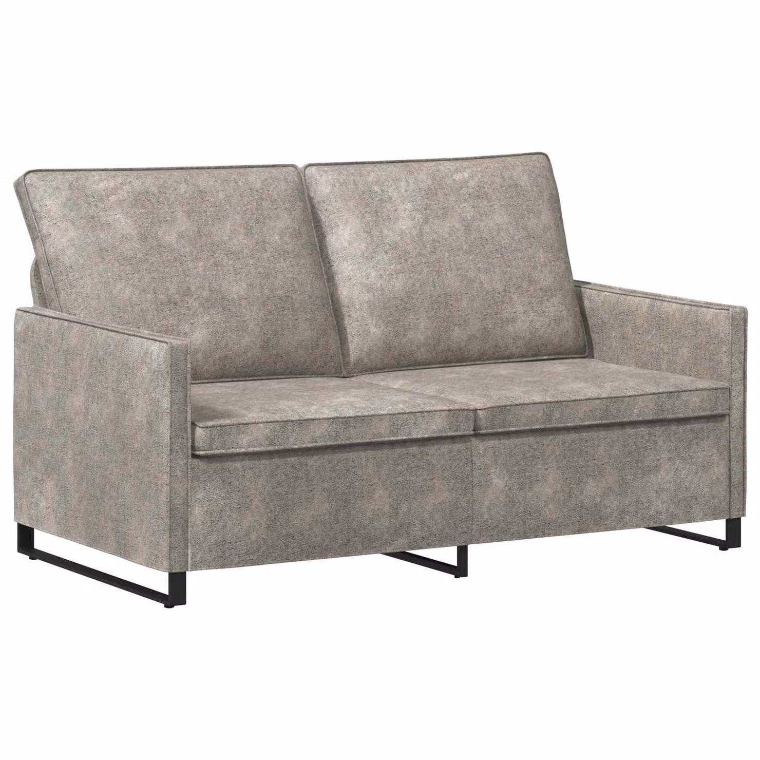 vidaXL Divano a 2 posti moderno in tessuto e similpelle Grigio con poggiatesta regolabile L: 150 cm, P: 81 cm, H: 82 cm