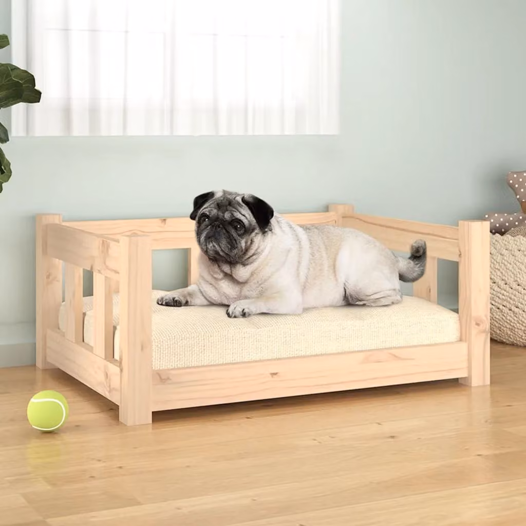 The Living Store Lettino per cani 65,5x50,5x28 cm Legno massiccio di pino