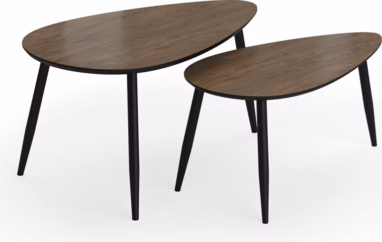 Set di tavolini Vicco Veyo Noce/nero 98 x 60 cm Set, 2 parti, Model 50124
