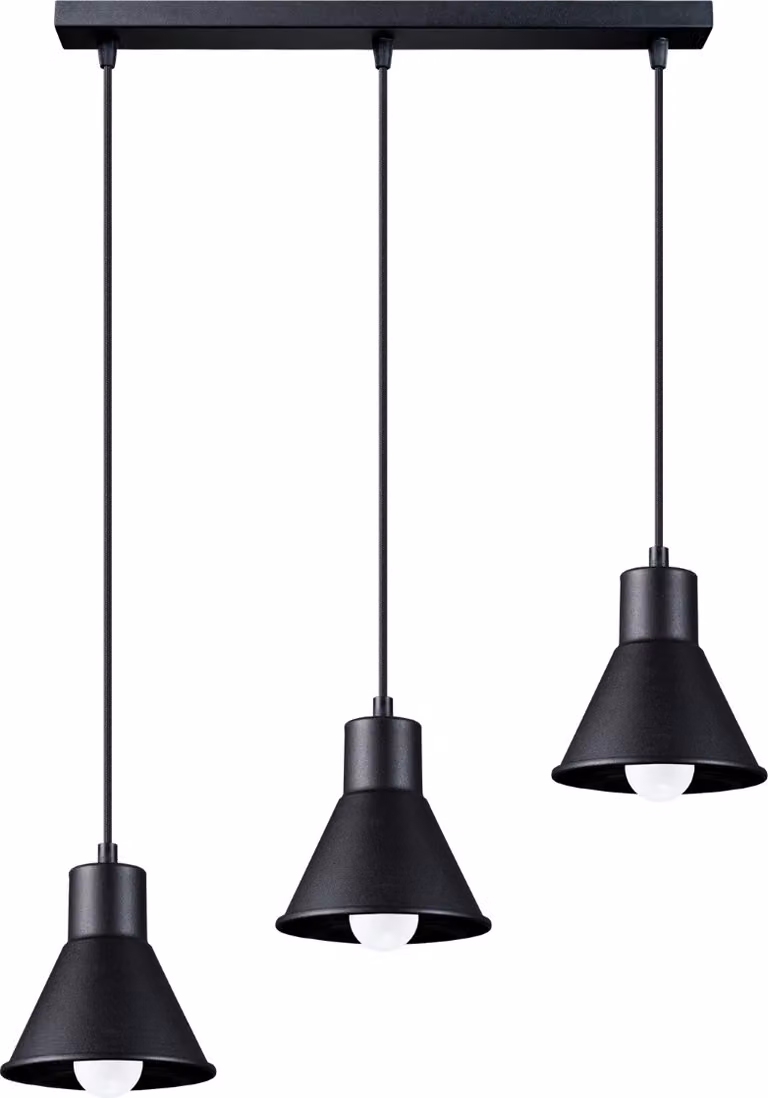 Lampada a sospensione TAZILO a 3 luci E27 Nero LUMILO