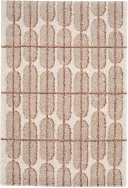 Tappeto da interno con motivo grafico beige, crema e rosa
