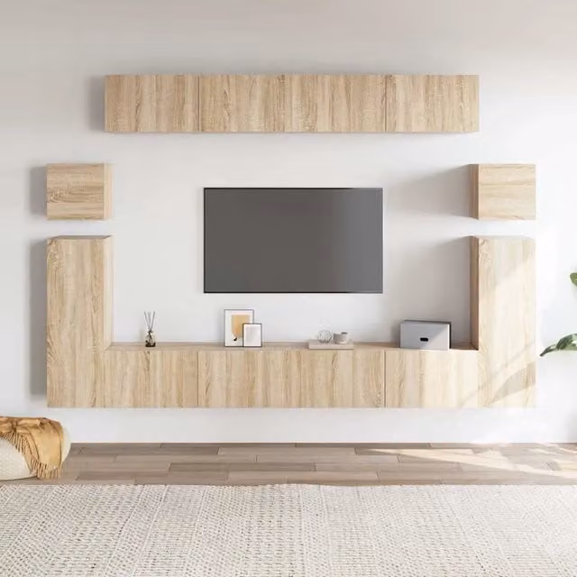 Set Mobili Porta TV 8pz-Set di 8 Credenza per TV Rovere Sonoma in Legno Multistrato 297744