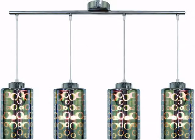 Lampadario a sospensione moderno Candellux Nocturno 34-57723 in metallo e vetro cromo con 4 lampadine E27, regolabile in altezza