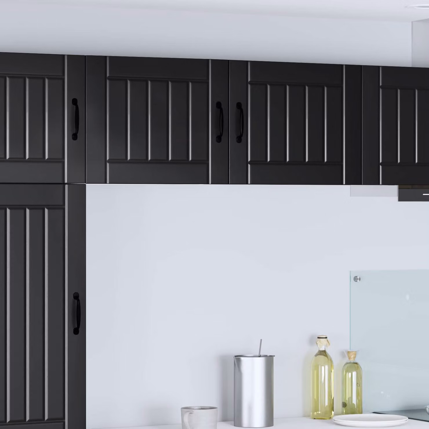 Set di 2 armadietti a muro LUCCA vidaXL per cucina, colore nero opaco, in legno MDF